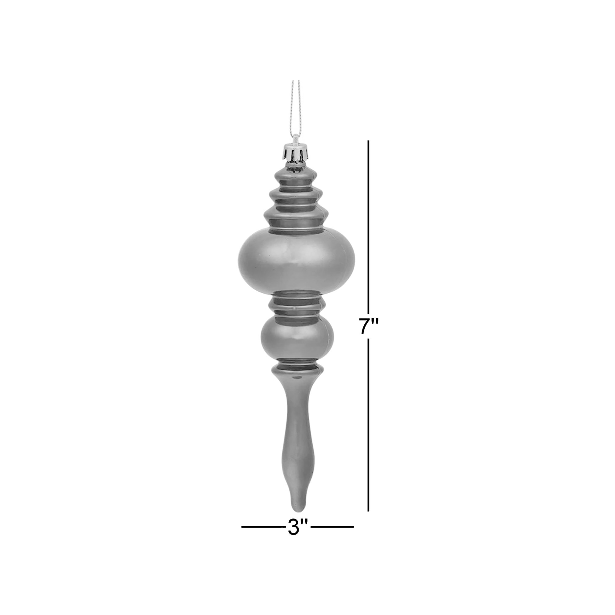 7" Finial Ornament 8/Pk, Rose Gold