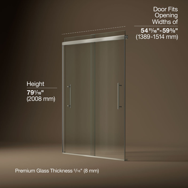 Pleat Frameless Sliding Bath Door, Nickel