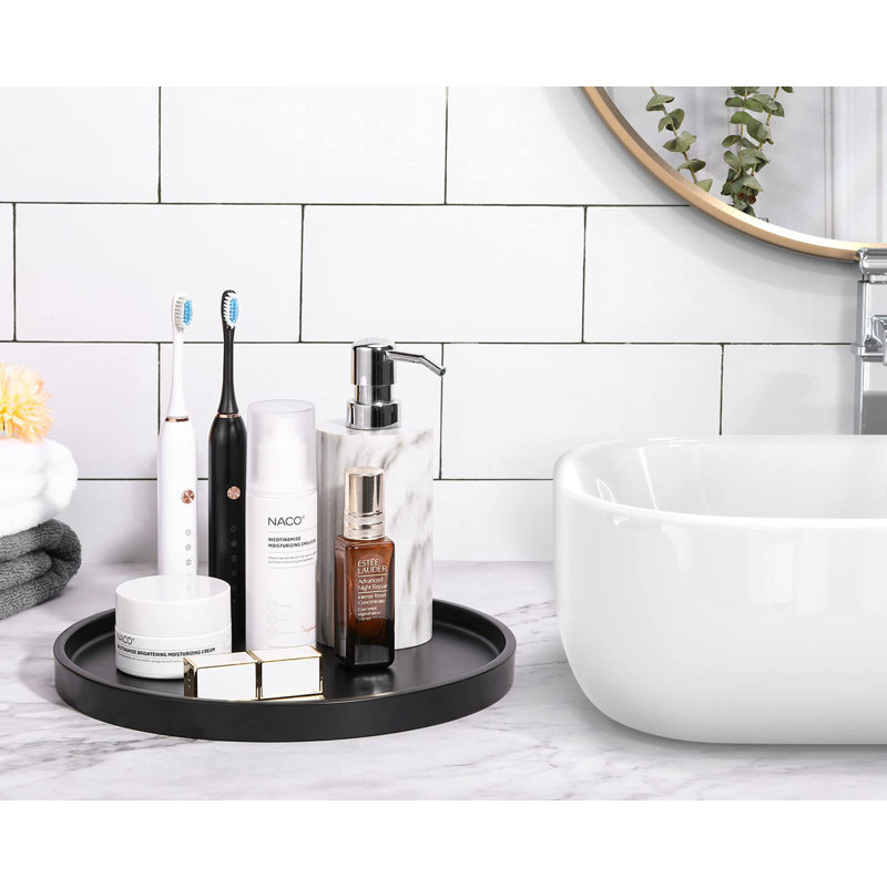 Decorative Tray For Bathroom, Kitchen, And Living Room, Multi-Purpose Vanity Countertop Organizer, 0.7" H x 9.1" W x 9.1" D