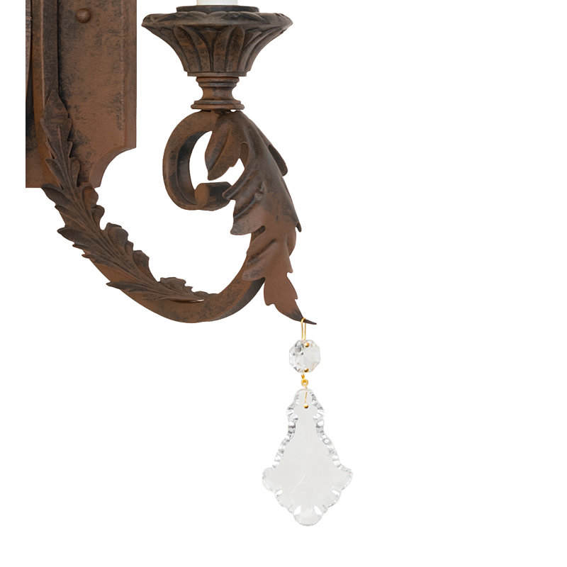 2 - Light Candle Wall Light, Distressed Chestnut