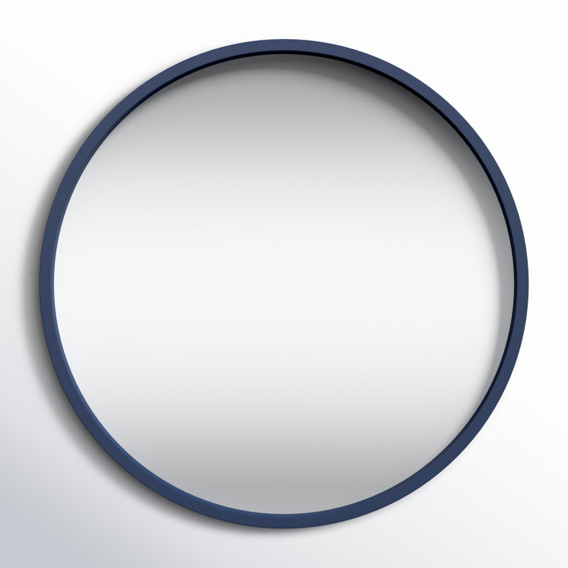 Arranjeet Modern Round Wall Mirror, Navy Blue, 31.5" x 31.5"
