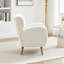 Fauteuil Fireside - dossier à oreilles, tissu bouclé beige, pieds en bois massif, cadre (ne convient pas à un dossier confortable, cadre, facile à assembler, couloir large)