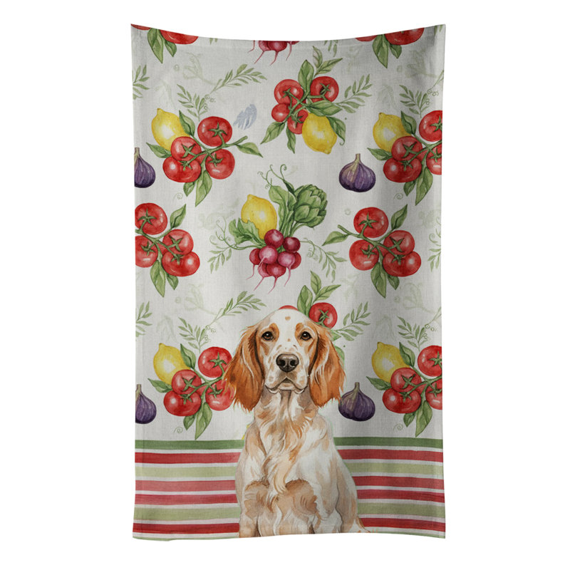 Orange Belton English Setter Vegetables Kitchen Towel, Orange Belton English Setter