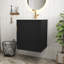 Meuble-lavabo mural noir de 20 po avec armoire latérale, porte à fermeture en douceur, meuble-lavabo moderne avec lavabo en céramique-340570069