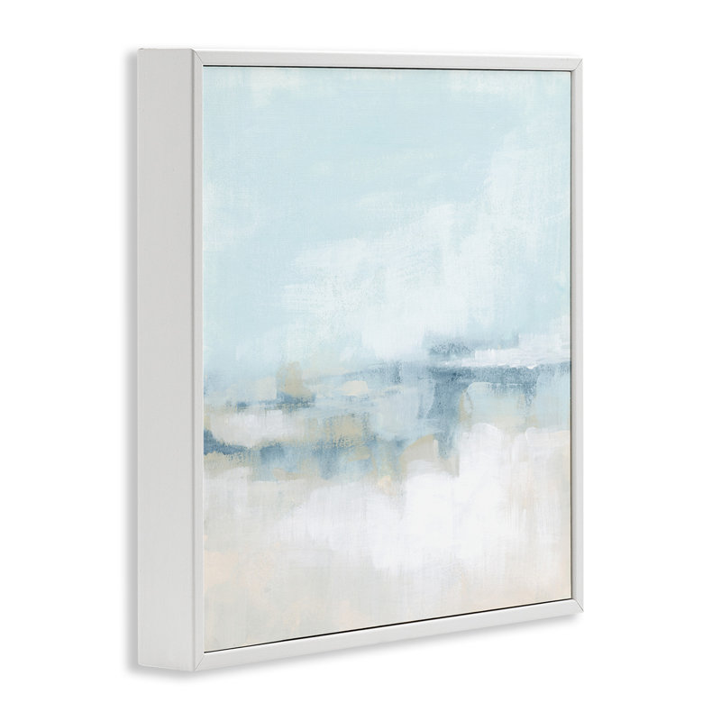 Abstrait paysage nuageux brouillard bleu, estampe numérique texturée par June Erica Vess_aq-365, H 24 po x l 24 po x P 1,5 po
