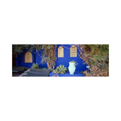 Majorelle Blue Colored Walls, Jardin Majorelle, Marrakech, Morocco - Wrapped Canvas Panoramic Print