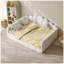 Lit de jour rembourré grand format, lit de jour à dossier en coquillage avec lit gigogne, beige