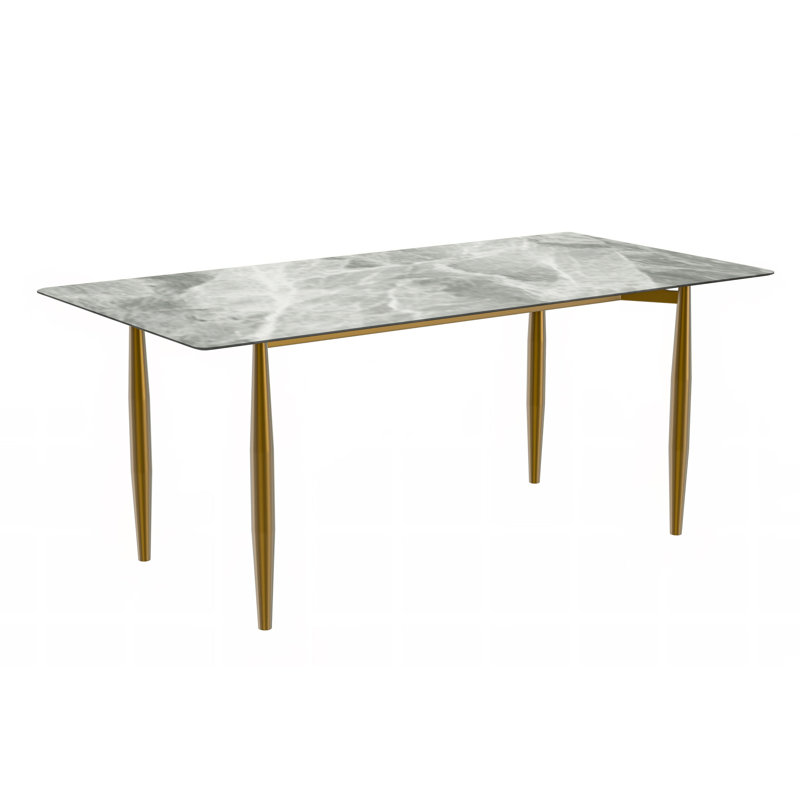 Metal Base Dining Table, 55.11" W x 31.5" L, Light Gray