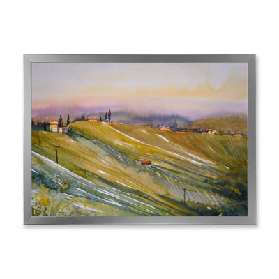 «Italian Vineyard pendant le coucher du soleil», peinture sur toile