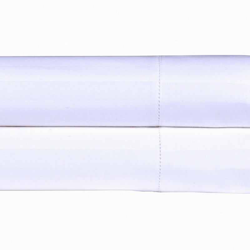 Luxury Damask Weave Pillowcase Set - 500 Thread Count Long Staple Cotton Protector - Silky Soft Breathable Striped Cover - White Size 2 Piece