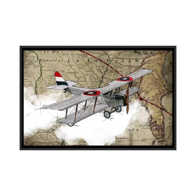«Biplane IV», impression sur toile, H 18 po x l 26 po x P 1,5 po, Toile avec cadre noir, Pas de tapis