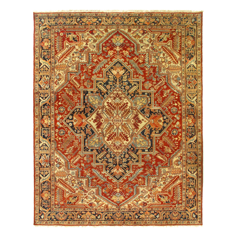 Tapis rouille fin noué à la main serapi 8 pi x 10 pi