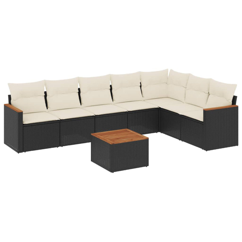 Ensemble de canapé modulaire en rotin PE noir 8 pièces Vidaxl