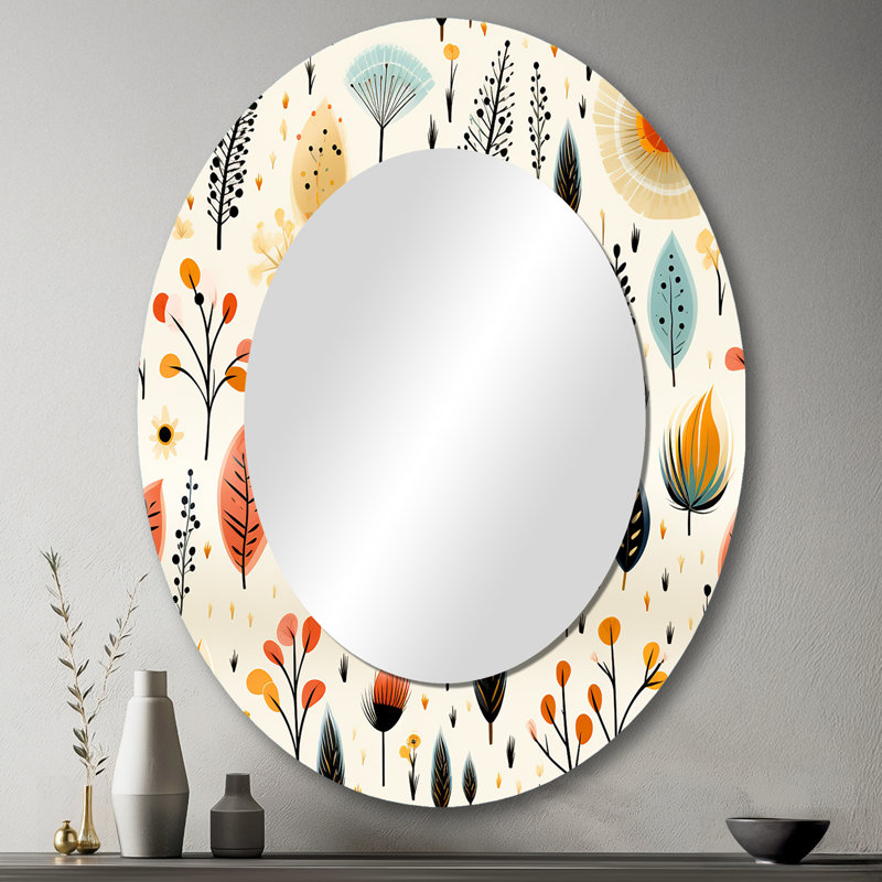 Earthy Boho Eclectic Plants - Miroir décoratif floral ovale sur métal, H 43 po x l 33 po