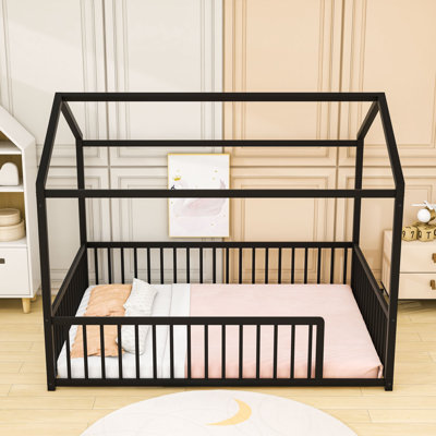 Metal Floor Bed With Safety Fence