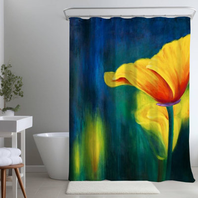 Floral – Polyester Shower Curtain, Dye Sublimation Print, 71" W × 74" L