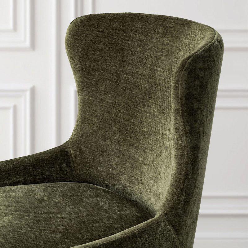 Chaise rembourrée avec accoudoirs encastrés Modern Luxury Chenille, Vert foncé