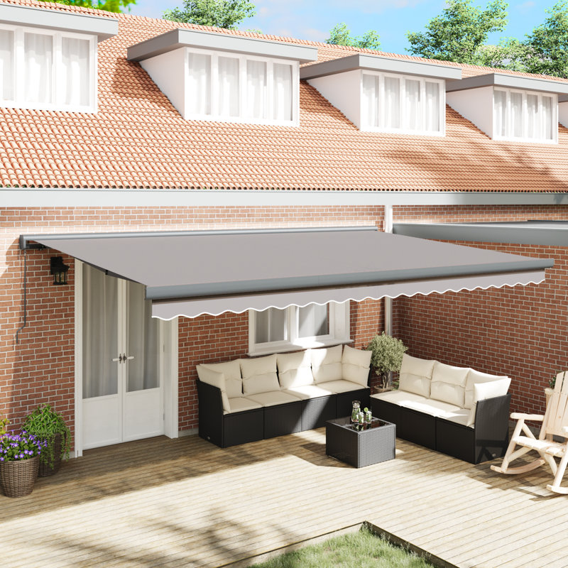 Longshore Tides Retractable Patio Awning, Light Grey/Grey, 500 cm W x 300 cm D