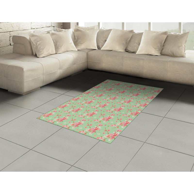 Flowers High Density Long Fiber Poly Threads Decorative Area Rug Carpet, Rectangle 4' x 5'8"