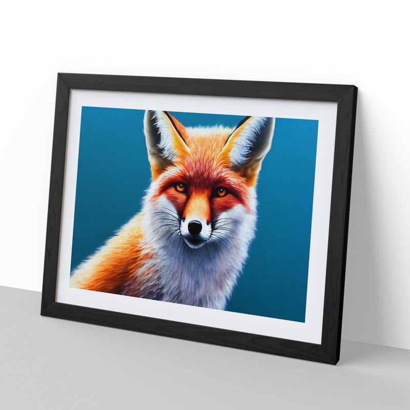Fierce Fox - Single Picture Frame Print, Black, 46cm H x 64cm W x 2cm D