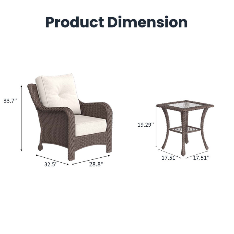 Metal Outdoor Lounge Chair, Beige, Brown