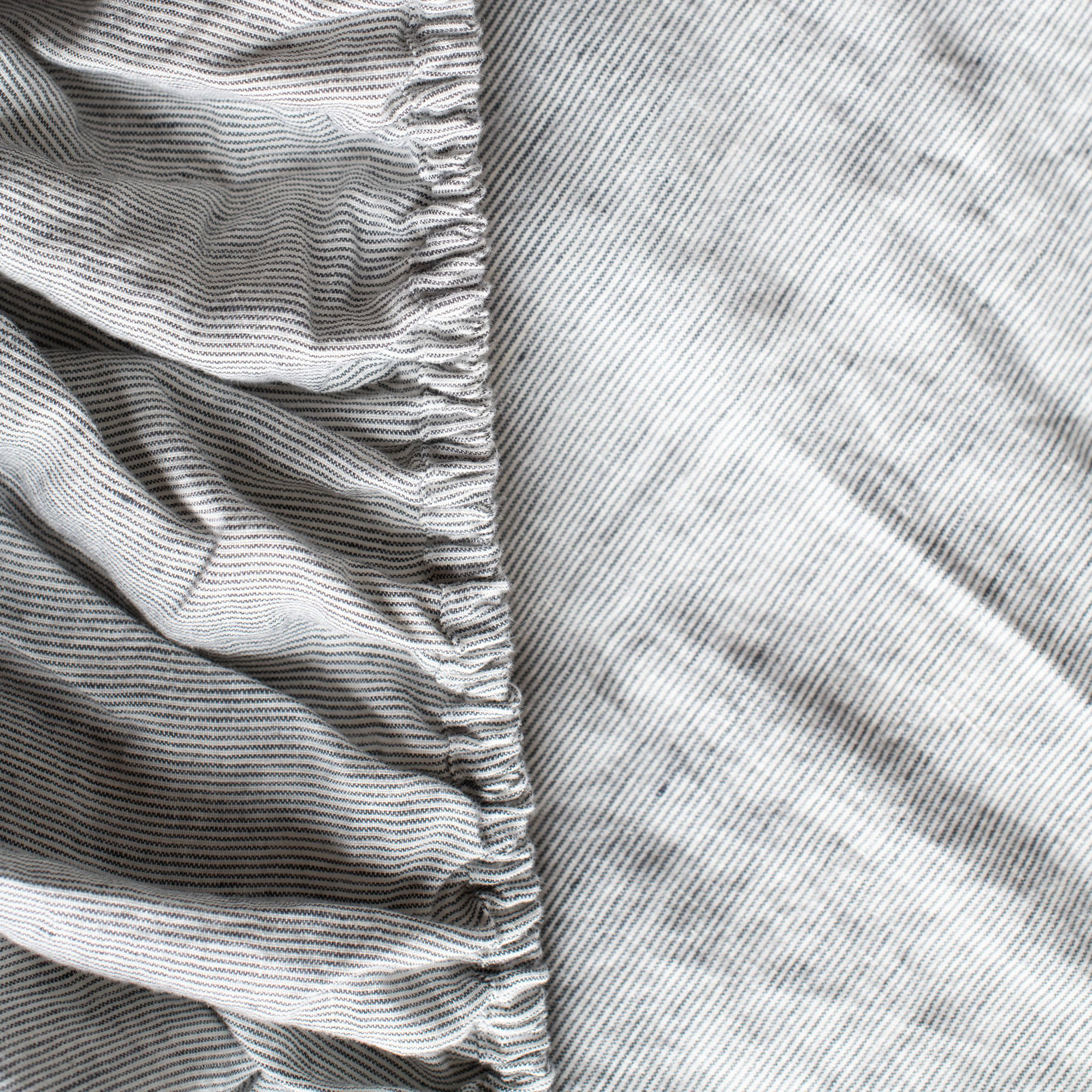 100% French Linen Sheet Set, Twin XL Sheet Set with 1 Pillowcase, Shadow Pinstripe