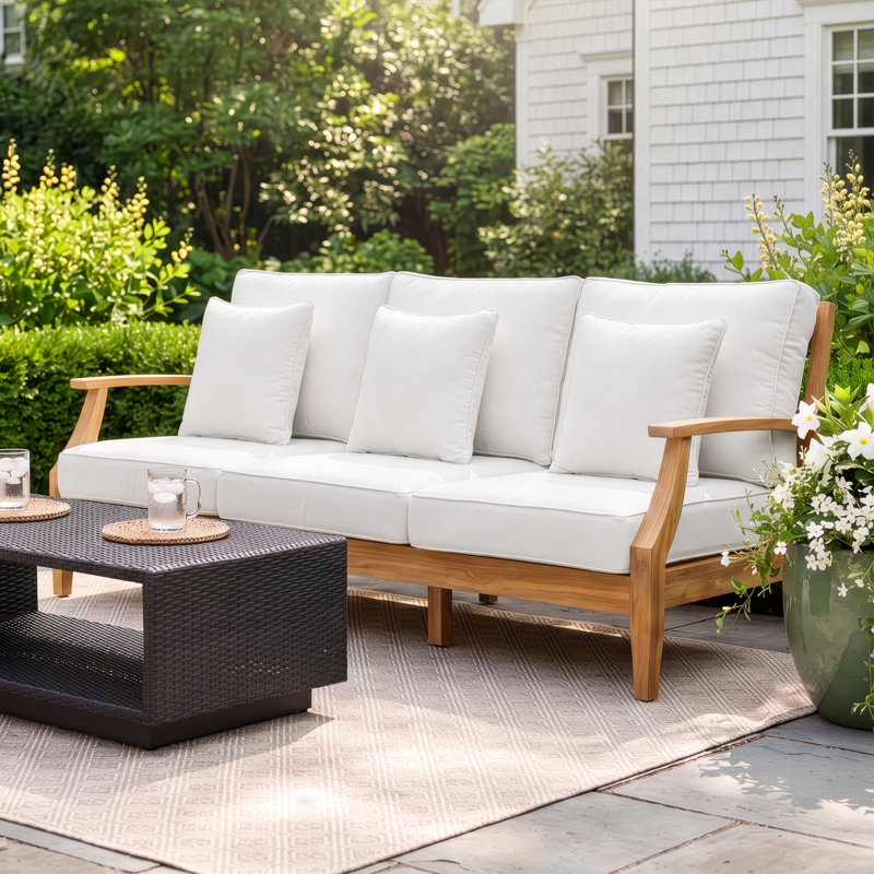 Clairmont Teakwood Patio Sofa, Navy