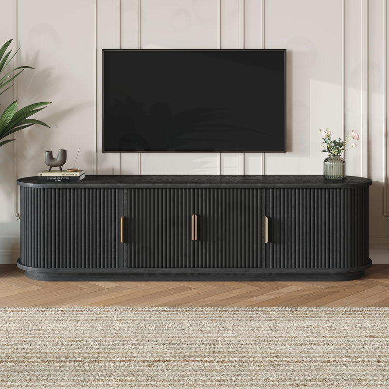 Meuble télé avec porte coulissante, Black