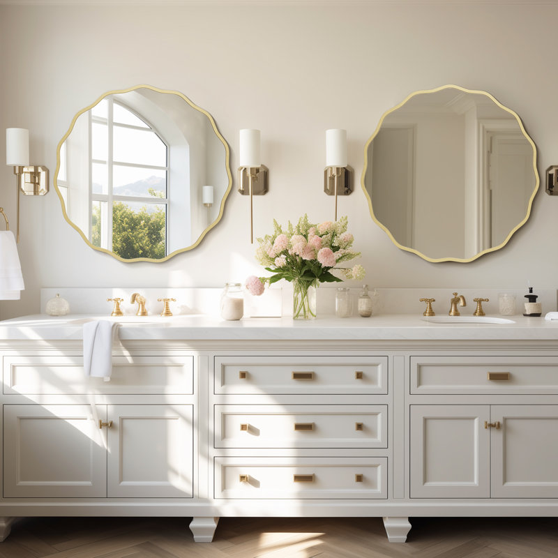 Miroir Elegant, Doré, 28 po x 28 po