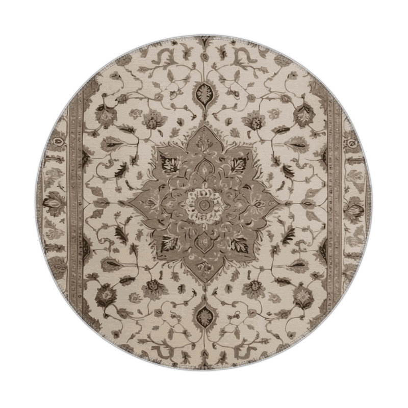 Tapis gris d'intérieur et d'extérieur Tabriz, Rond 5 pi