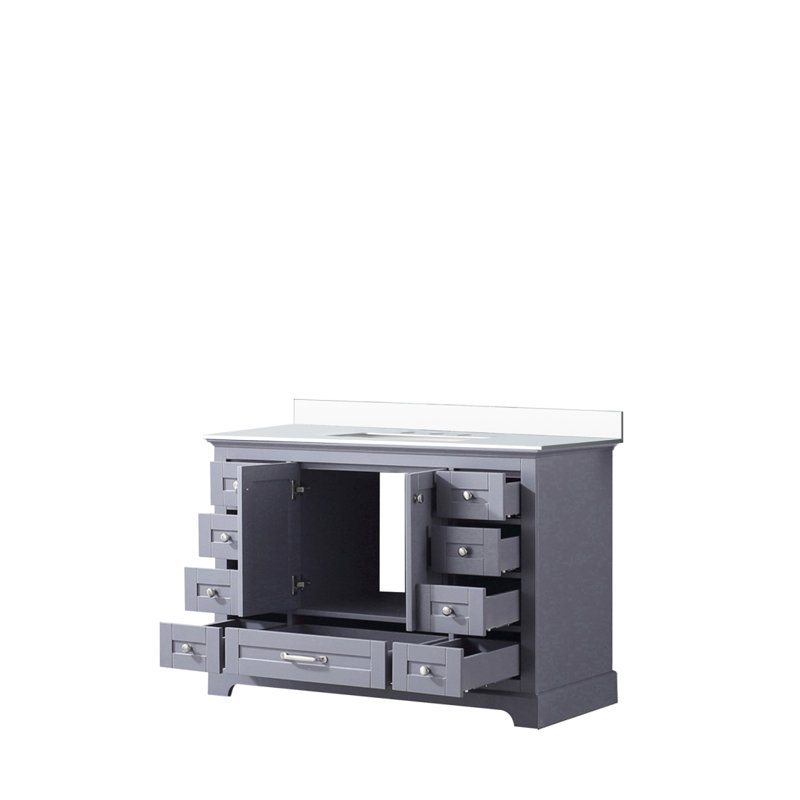 Meuble-lavabo simple 48 po X P 22 po D, avec plateau en quartz blanc, Gris foncé