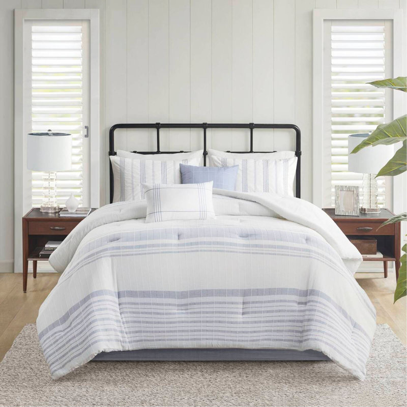 Ensemble d'édredon 6 pièces surdimensionné en jacquard de coton, Édredon double et 5 pièces supplémentaires