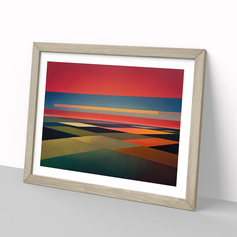 Abstract Landscape Meadow - Framed Print, 34cm H x 46cm W x 2cm D, Oak