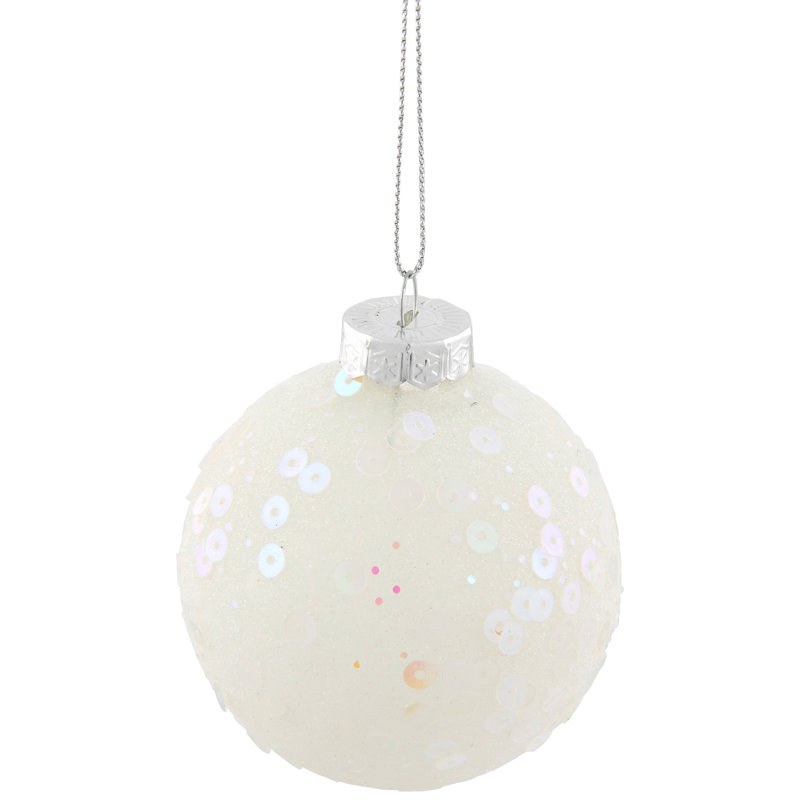 Boules de Noël à paillettes, Blanc