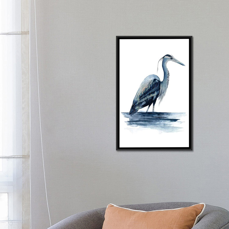 « azure héron ii », impression sur toile, H 26 po x l 18 po x p 1,5 po, Toile avec cadre noir, Pas de tapis