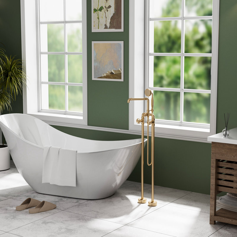 Roind Bathroom Tub Spout with Diverter, Brushed Gold