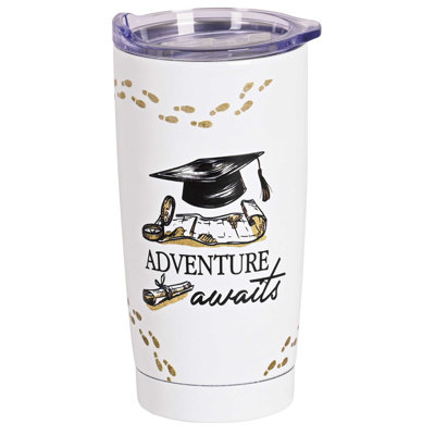 Tumbler Grad Adventure Awaits White 20oz