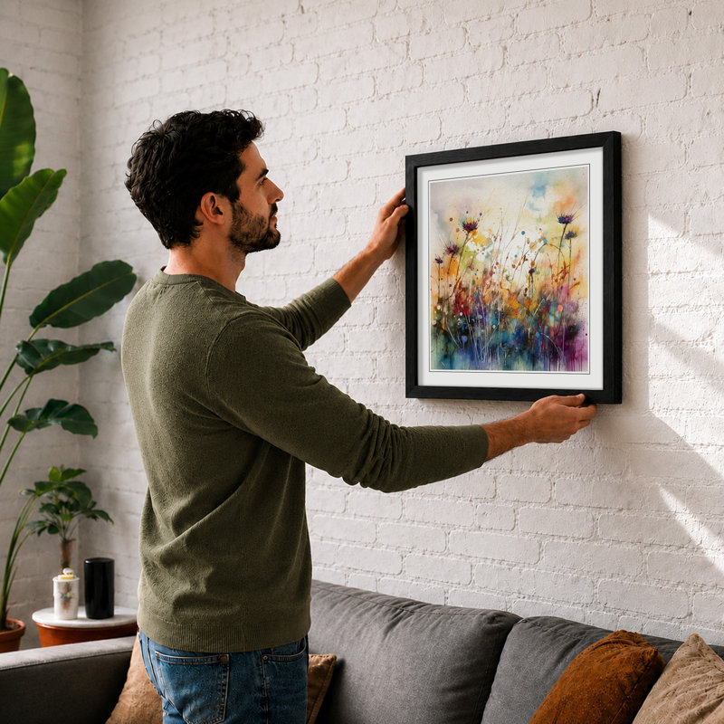Meadow No.4 - Framed Print, Black