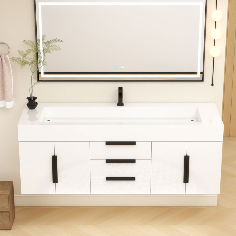 Jessica 60'' Wall-Mounted Single Bathroom Vanity, White