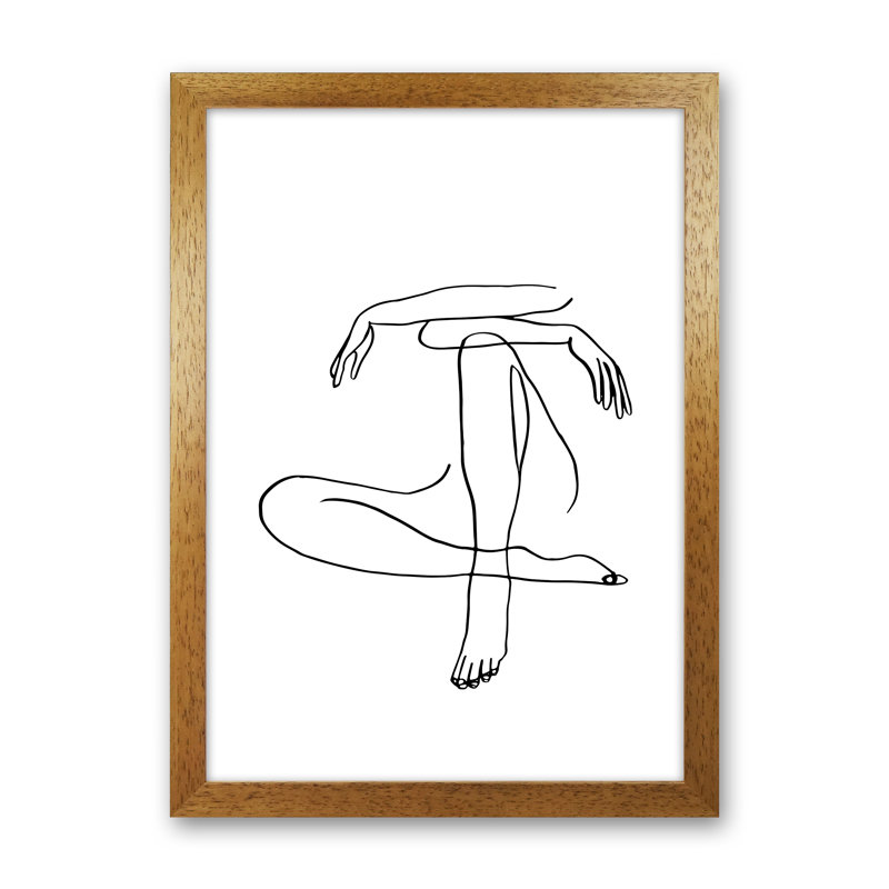 Sitting Legs Arms Crossed - Print, 88cm H x 64cm W x 3cm D, Oak Frame