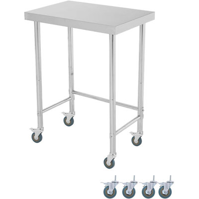 16"x24" Stainless Steel Work Table, Heavy Duty NSF Prep Table with Adjustable Feet & Locking Casters, Commercial Utility Table for Kitchen, Restaurant, Garage, Workshop