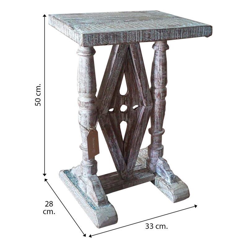 Arkeia Solid Wood Trestle End Table