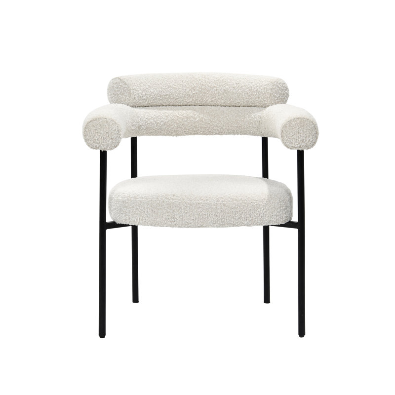 Chaise avec accoudoirs à dossier rembourré Shloima, Crème, Noir