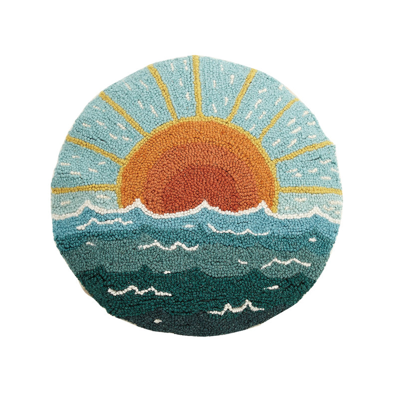 Circular Sun Wool Hook Throw Pillow