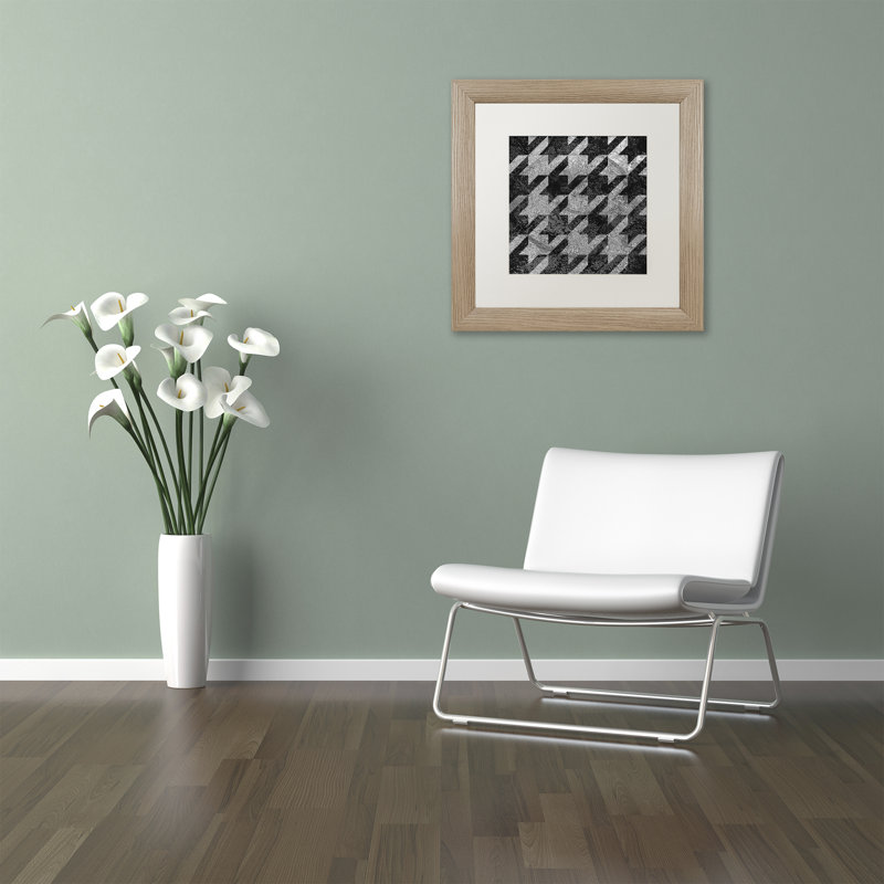Jadaya «Houndstooth VI», impression encadrée, Blanc, H 16 po x l 16 po, Toile avec cadre argenté