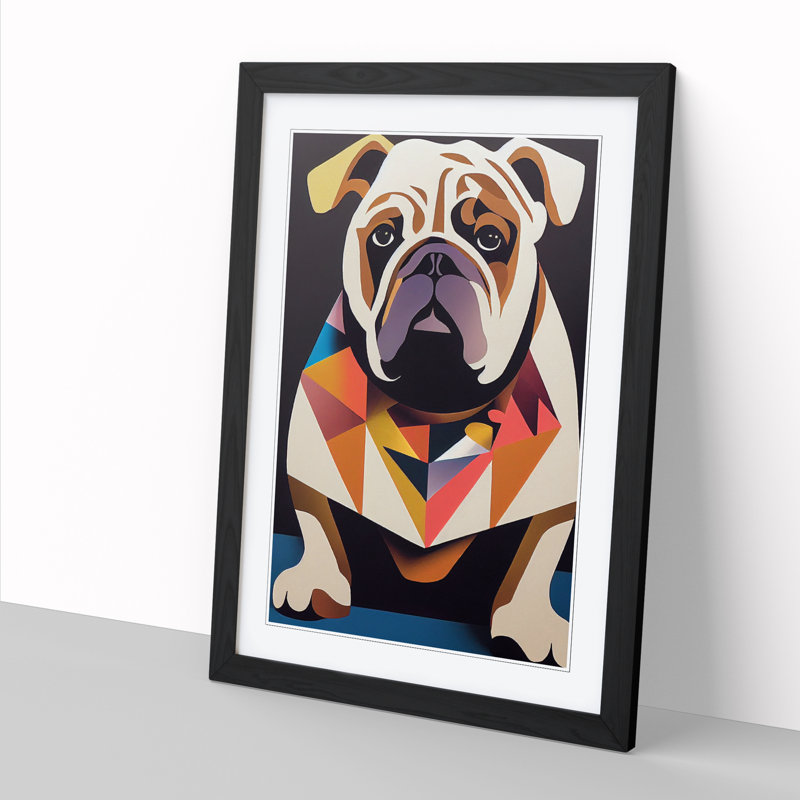 British Bulldog Abstract Vol.4 - Framed Print, 34cm H x 25cm W x 2cm D, Brown Framed