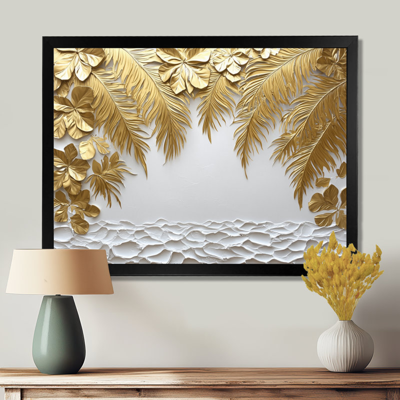 «Cloral Golden Cream Plams Reunion IV», art mural palmiers et palmiers, Reproduction encadrée d'une seule photo