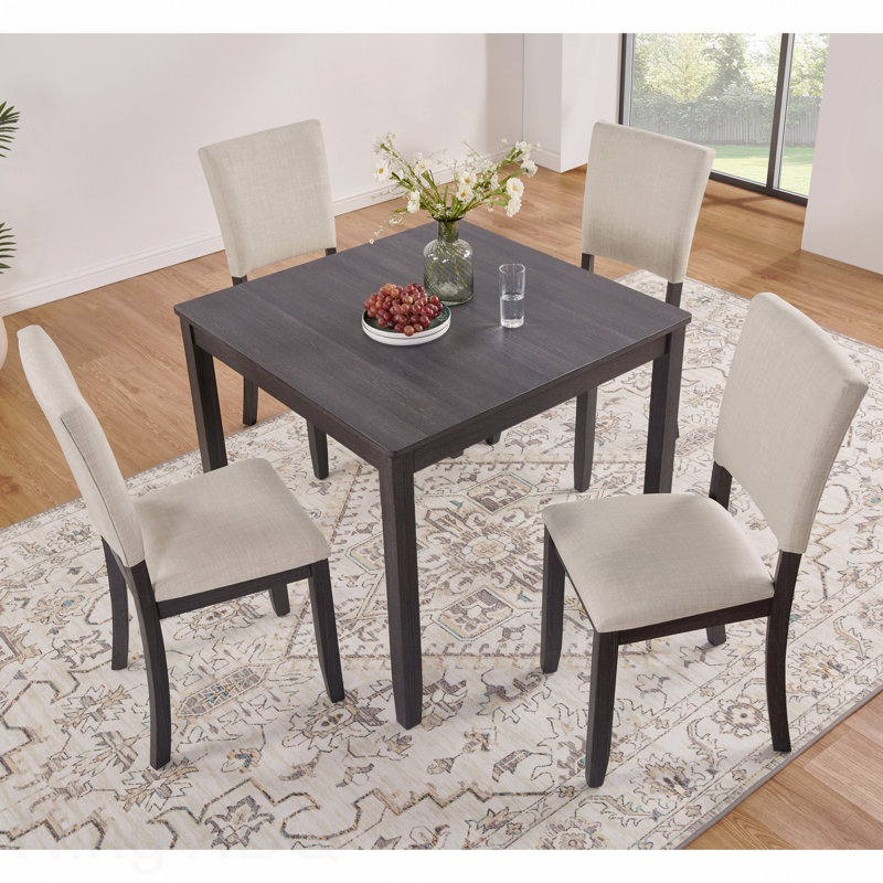 Ensemble de salle à manger moderne 5 pièces: table en bois et 4 chaises, pour 4 personnes