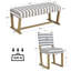 Ensemble de salle à manger rembourré moderne à rayures avec 2 chaises et un banc de 41 po - Bois massif, sièges rembourrés confortables pour la cuisine (ensemble de 3)-1812765964-1812765966