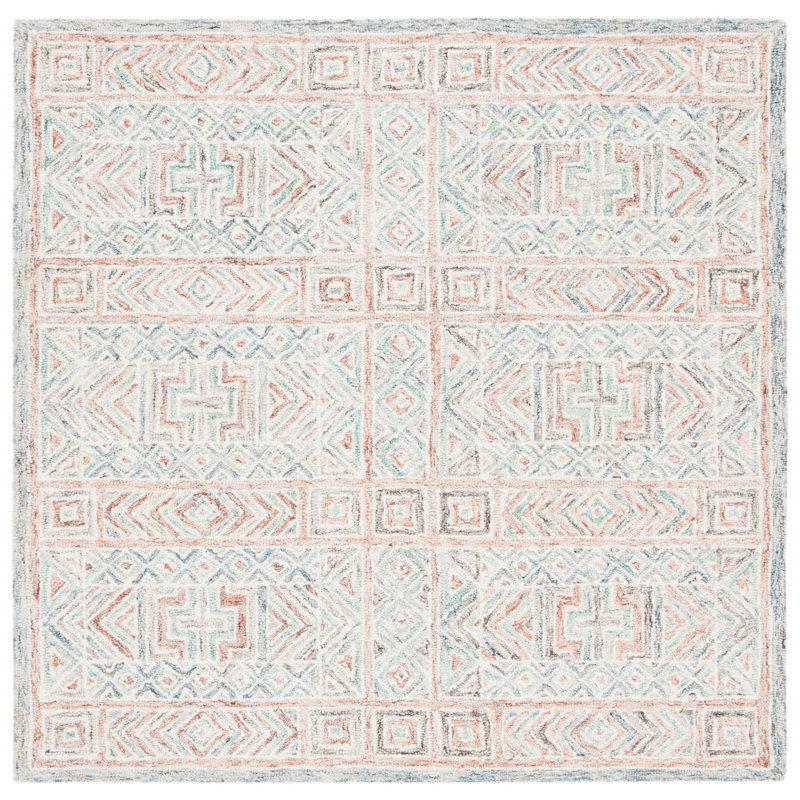 Gratian Hand Tufted Wool And Cotton Southwestern Rug, Square 5'